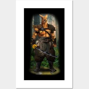 Exclusive Hand Drawn Samurai Kangaroo | Samurai Collection (Kangaroo) | by Rendigart Studio Posters and Art